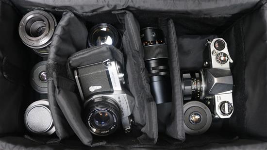 A Pentax Spotmatic camera x 2 and lenses